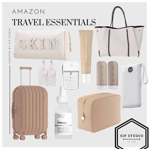 neutral travel essentials Amazon Travel Essentials, Travel Packing List, Multi Pocket Bag, Adventure Essentials, Stylish Luggage, Travel Bag Essentials, Packing List For Vacation, Amazon Travel, Luxury Gifts For Her