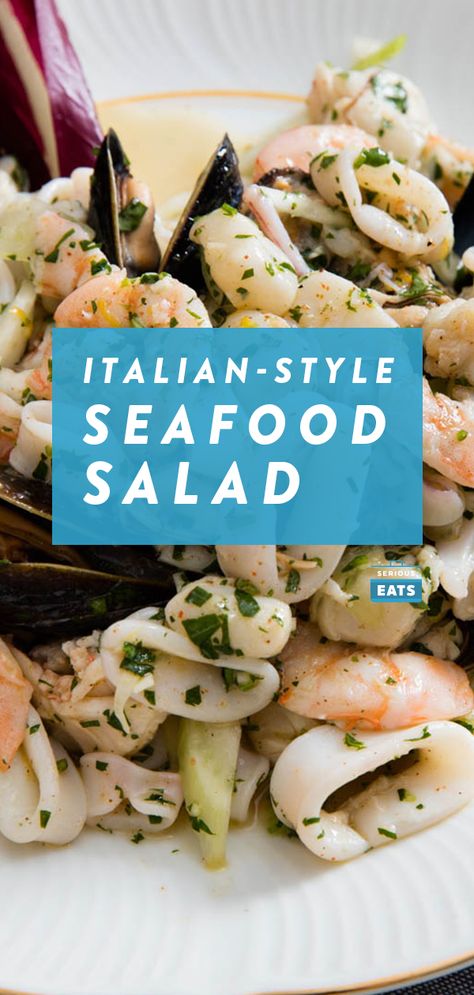 Italian Seafood Salad Recipe, Italian Seafood Salad, Seafood Salad Recipe, Seafood Ideas, Italian Seafood, Seafood Salad Pasta, Sea Food Salad Recipes, Seafood Chowder, Salad Pasta