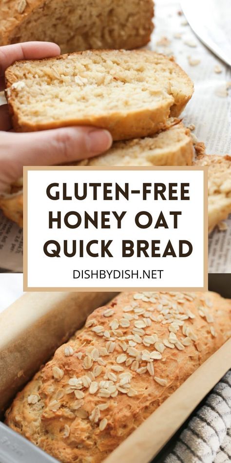 Honey Oat Quick Bread, Oat Quick Bread, Glutenfri Baking, Honey Oat Bread, Oat Bread, Gluten Free Recipes Bread, Honey Oats, Homemade Gluten Free, Gluten Free Dairy Free Recipes