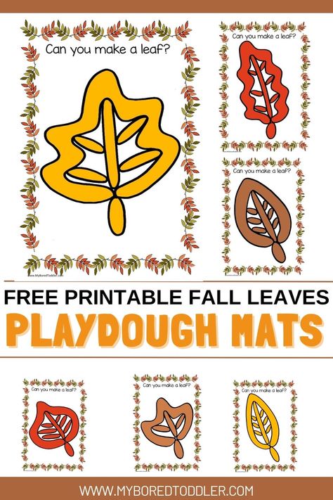 Tree Playdough Mats, Sensory Activities For Preschoolers Fall, Leaf Literacy Activities, Fall Prek Centers, Leaf Centers Preschool, Free Preschool Fall Activities, Fall Playdough Activities, Leaf Playdough Mats, Playdoh Mats Printable Free Fall