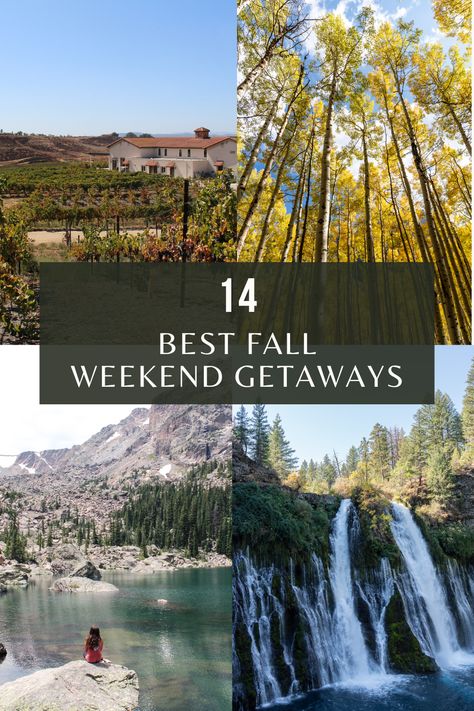 Fall is our favorite season to travel. This list of the 14 best fall weekend getaways in the US for 2024 includes a mix of top nature destinations, towns, and cities that will make for a perfect weekend trip this fall.  #weekendgetaway #falltravel #autumnvibes Weekend Trips In The Us, Fun Weekend Getaways, Weekend Getaways In The South, Fall Travel Destinations, Weekend Getaway Ideas, Fall Weekend Getaway, Nature Destinations, Road Trip To Colorado, Thanksgiving Travel