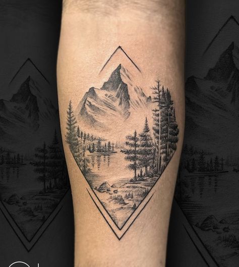 Upper Arm Tattoo Mountains, Minimalist River Tattoo, Highlands Tattoo, Rocky Mountains Tattoo, Triangle Mountain Tattoo, Upside Down Triangle Tattoo, Half Circle Tattoo, Mount Everest Tattoo, Topographic Map Tattoo