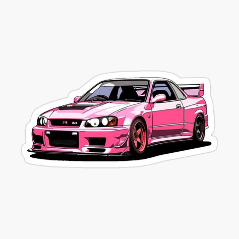 Cutout of Pink R34 concept Pink Car Stickers, Sticker Reference, Senior Jackets, Pink Motorcycle, Y2k Stickers, Jdm Stickers, Y2k Design, Car Sticker Design, Motorcycle Stickers