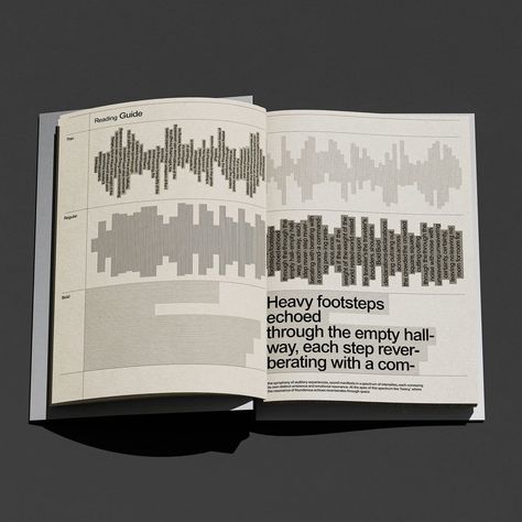 The Sound of Words: Editorial Design by YuJian Huang | Daily design inspiration for creatives | Inspiration Grid Sound Visualization Design, Sound Graphic Design, Contents Page Design, Typography Book, Music Visualization, Sound Book, Interior Designer Logo, Interactive Art, Photography Illustration