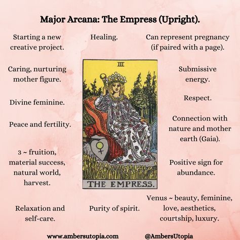 Major Arcana Meanings, Tarot Guidebook, Major Arcana Tarot, Free Tarot Cards, Empress Tarot Card, Tarot Interpretation, Empress Tarot, Arcana Tarot, Tarot Cards For Beginners