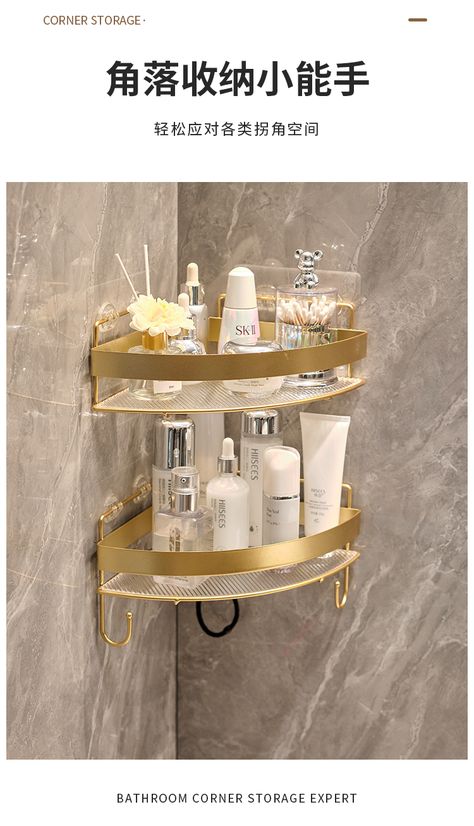 Bathroom gold storage rack bathroom triangle basket shower room toilet storage shower gel shampoo rack bathroom accessories - AliExpress Gold Bathroom Shelf, Modern Bathroom Shelves Gold, Gold Bathroom Accessories Holder, Gold Toilet Accessories, Brushed Gold Bathroom Shelves, Gold Bathroom Accessories Rack, Bathroom Corner Storage, Gold Storage, Bathroom Drawing