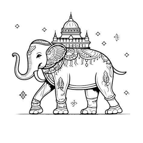 Vector sketch hand drawn single line art... | Premium Vector #Freepik #vector #traditional #culture #indian-traditional #karnataka Karnataka Culture Painting, Karnataka Culture Illustration, Mysore Dasara Drawing, Karnataka Culture Drawing, Doodle Art Indian Culture, Indian Cultural Art, Traditional Design Drawing, Indian Traditional Drawing, Indian Culture Art Drawing