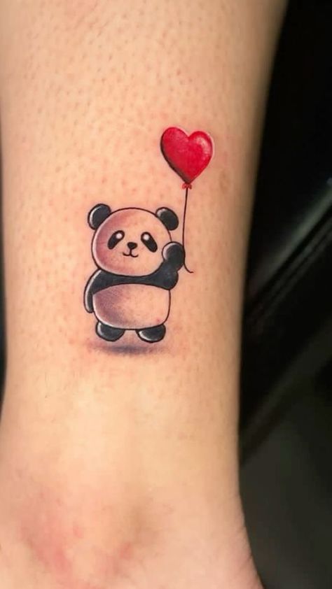 Panda Small Tattoo, Fancy Tattoo For Girl, Tattoo For Girls Unique, Panda Tattoos For Women, Mini Panda Tattoo, Small Panda Tattoo, Panda Tattoo Design, Tattoos Panda, Panda Tattoo Ideas