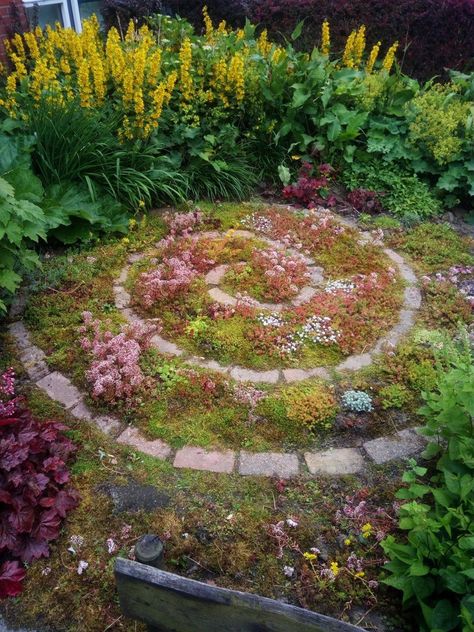 Path Ideas Garden, Fibonacci Garden Design, Witchy Garden Aesthetic, Slow Gardening, Sedum Garden, Moderne Have, Witchy Garden, Garden Nook, Garden Magic