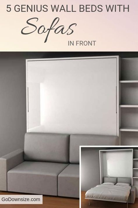 Murphy Bed Couch, Murphy Bed With Sofa, Build A Murphy Bed, Expand Furniture, Simple Bed Designs, Murphy Bed Ikea, Murphy Bed Desk, Murphy Wall Beds, Modern Murphy Beds