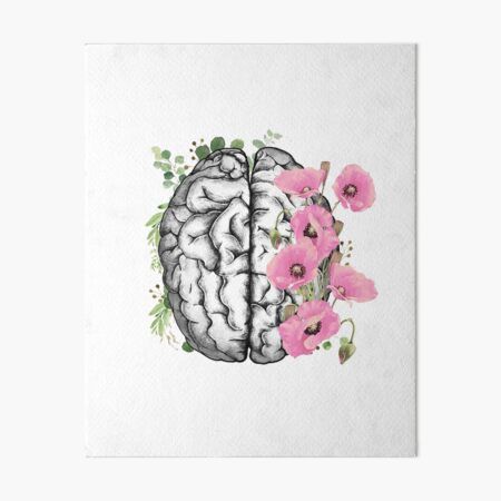 Psychology Decoration Ideas, Brain Flower Art, Mental Health Watercolor Ideas, Brain Painting Acrylic, Floral Brain Tattoo, Brain Art Drawing, Human Brain Art, Brain Artwork, Floral Anatomy