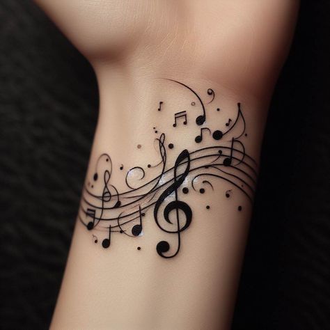 Explore 30 unique music tattoo ideas 🎨 with deep meanings to express your love for melody. From notes to instruments, ink your musical passion! Flowers And Music Notes Tattoo, Music Note Ribbon Tattoo, Music Dance Tattoo, Music Tattoo Sleeves For Men, Musical Instruments Tattoo, Rose And Music Tattoo, Music Staff Tattoo Designs, Matching Musical Tattoos, Guitar And Music Tattoo