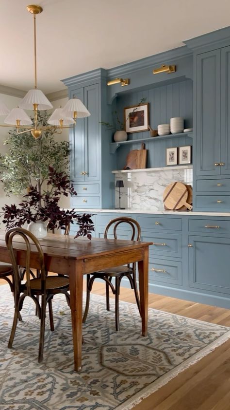 Erin Conway (@kismet_house) • Instagram photos and videos Blue Cabinets, Farmhouse Ideas, Shabby Chic Farmhouse, Chic Farmhouse, Money Saver, Dining Room, Money, Blue