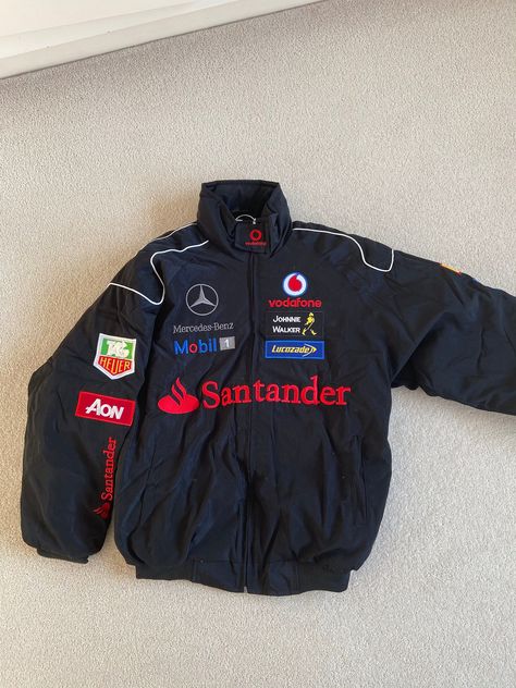 Vintage F1 Jacket, Mclaren Jacket, Mercedes Jacket, Formula 1 Jacket, F1 Clothes, F1 Jacket, Black Mercedes, Vintage Racing Jacket, Vintage Style Jacket