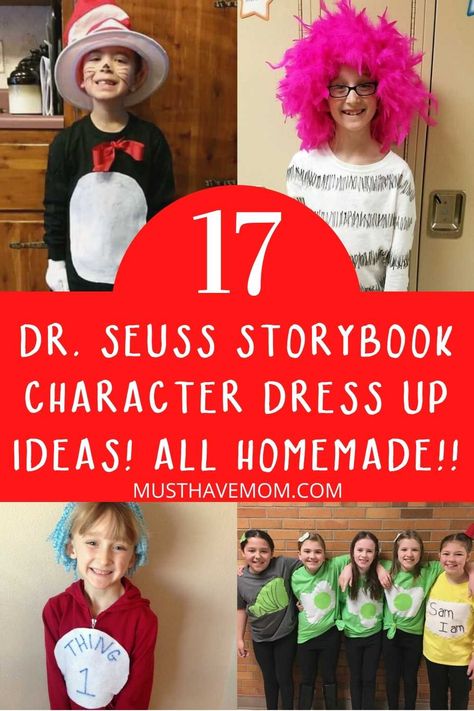 Dress Up Like Dr Seuss Character, Easy Dr Suess Costumes, Seuss Character Costumes Diy, Dr Sues Day Outfit Dr Suess, Dr Suess Character Costumes, Dr Suess Outfits For Teachers, Dr Seuss School Costumes, Dr Sues Characters Costumes, Dr Suess Costume Ideas