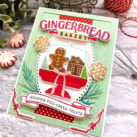 Gingerbread Cards, Gingerbread Bakery, Snowflake Stencil, Xmas Art, Gingerbread House Cookies, Snowflake Cookies, Snowflake Background, Christmas Sentiments, Pink Foil