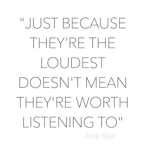 Negative & nasty people are usually the loudest and have the most to say! They love bringing other people down - especially publicly. These types of people believe that the way to success is by dragging down and ridiculing others. I prefer to uplift and encourage people and if I don't like someone or what they do I sure don't waste my time & energy talking about them. Don't let these types of people distract you from what truly matters. You know who you are and why you do what you do. If others Emily Skye, Loud People, Negative People, Tear Down, Women's Health, Quotable Quotes, Just Because, Great Quotes, True Quotes