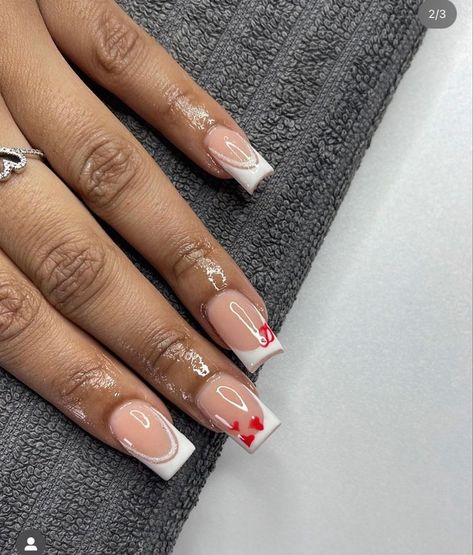 Initial D Nails, Initial Nails Short, Nails With C Initial, Acrylic Nail Designs With Initial, Red Nails With Initials, French Tip With Initial, A Initial Nails, Short Acrylic Nails With Initials, Cute Nails With Initials