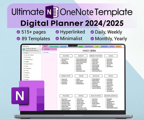 Free Digital Planner Templates Onenote Aesthetic, Onenote Planner Templates Free, Onenote Digital Planner, Onenote Planner, Project Planner Template, Boss Desk, Onenote Template, Life Planner Organization, One Note Microsoft