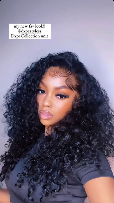 Deep Curls Hairstyles For Black Women, Water Wavy Hair Weave, 22 Inch Water Wave Wig, Curly Wig With Fluffy Edges, Curly Wig Edges Ideas, Curly Lace Front Wigs Puffy, Edges On Curly Wig, Cute Curly Wigs For Black Women, Closure Curly Wig Hairstyles