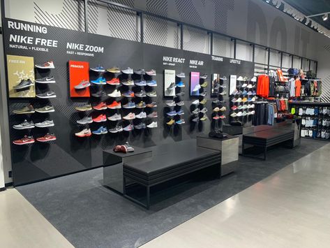 Hudson Group opens new NIKE store at The Point Shopping Complex - Hudson Holdings Fitting Rooms, Shoe Store Design, Product Innovation, Clothing Store Interior, Store Interiors, Retail Store Design, Sneaker Stores, Shop Front Design, Shoe Display