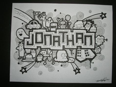 Doodle Art Name Design Simple, Doodle Art Name Design, Name Design Ideas, Doodle Art Ideas, Tato Nama, Doodle Art Name, Doodle Name, Doodle Art Posters, Doodle Pictures