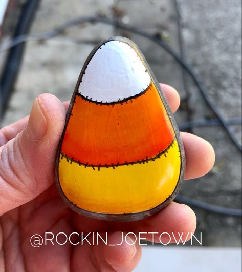 When you find some rocks shaped like candy corn…. #paintedrocksofinstagram #kindnessrocksproject #stjosephmissouri #stjosephmorocks #kindnessrocksstj #rockart #paintedpebbles #candycorn #stonepainting Rock Painting Candy Corn, Candy Corn Rocks, Candy Corn Rock Painting, Candy Corn Painted Rocks, Corn Painting, Rock Creations, St Joseph Mo, Painted Pebbles, Halloween Rocks