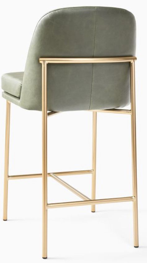 West elm Leather Counter Stools With Backs, Kitchen Stools With Back, Gold Bar Stools, Kitchen 2022, Green Bar Stools, Counter Stools With Backs, Island Stools, Bar Stools Kitchen Island, Leather Kitchen