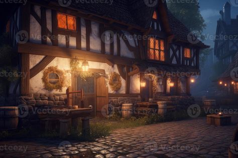 Tavern Exterior, Medieval Tavern, Vampire Castle, Court Yard, Tree Saw, Cityscape Photos, Logo Banners, Nature Backgrounds, Marketing Design