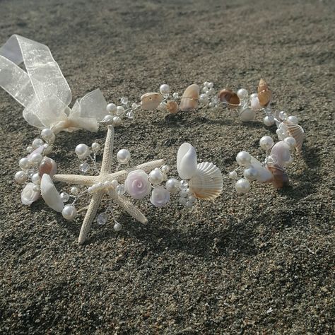 Seashell Headpiece, Starfish Headpiece, Prom Planning, Headpiece Diy, Handmade Wedding Gifts, Diy Crown, Flower Crown Headband, Pretty Jewelry Necklaces, Princess Jewelry