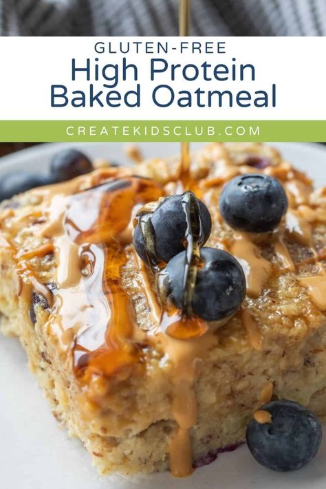 Our kid-friendly Protein Baked Oatmeal is easy to make and customizable, it's an easy way to boost nutrition in your child's breakfast. Postpartum Oatmeal Bake, Protein Oatmeal Breakfast Bars, Single Serve Protein Baked Oatmeal, Blueberry Protein Oatmeal Bake, Protein Oatmeal Bake Breakfast, Baked Oatmeal Healthy Protein, Macro Oatmeal Recipes, Oatmeal Baked Breakfast, Breakfast Prep Protein