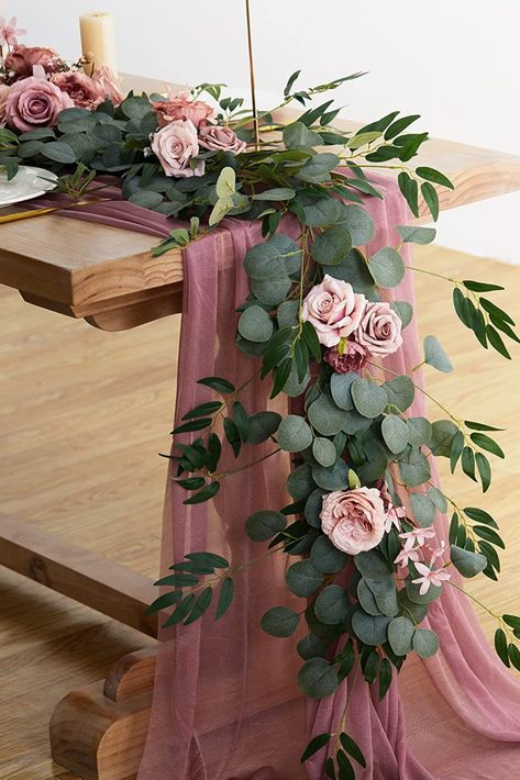 Vine Greenery, Wall Hanging Plant, Dusty Pink Weddings, Flower Peony, Pink Wedding Decorations, Mauve Wedding, Rose Vine, Decorative Wall Hanging, Willow Leaf