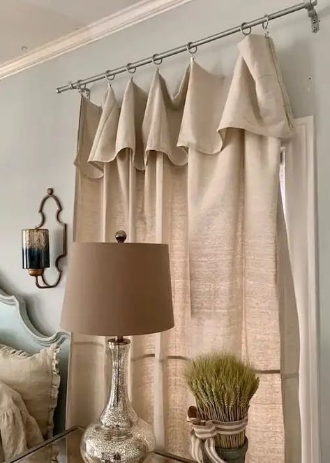 How To Make Drop Cloth Curtains, Drop Cloth Curtains Diy No Sew, Drop Cloth Kitchen Curtains, Curtains Out Of Drop Cloths, Drop Cloth Drapes, Canvas Curtains Diy Drop Cloths, Diy Curtains No Sew, Rustic Curtain Ideas, Country Curtains Living Room