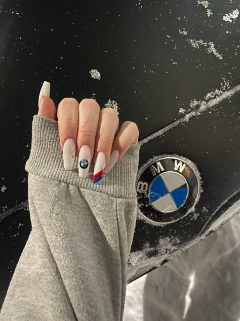 Bmw Nails Design, Bmw Tattoo, Bmw Nails, Porsche Girl, Ballerina Nails Designs, Tapered Square Nails, Makeup Tattoo, Bff Tattoos, Nude Nail Designs