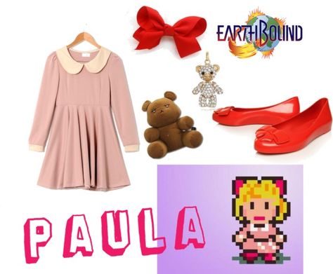 "Earthbound Paula" by daintyc on Polyvore Geek Chic Fashion, Vanellope Von Schweetz, Geeky Fashion, Geeky Girls, Silly Kids, Fashion Inspiration Design, Heart For Kids, Costume Outfits, Geek Chic