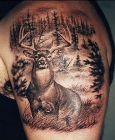 Deer Tattoos For Men, Bow Hunting Tattoos, Turkey Tattoos, Deer Hunting Tattoos, Buck Tattoo, Deer Tattoos, Buck Skull, Elk Tattoo, Outdoor Tattoo