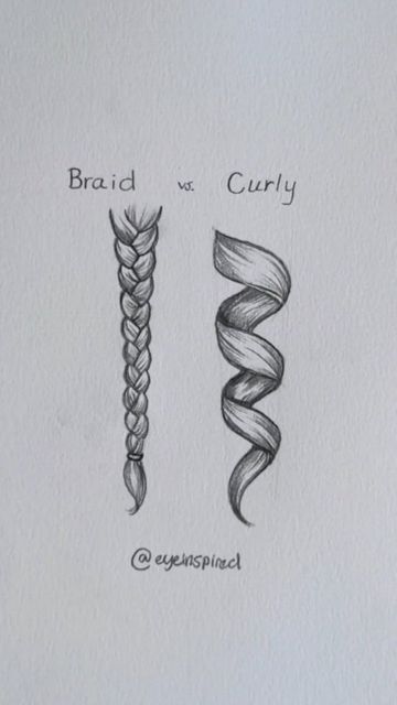 Braided Hair Drawing Tutorials, How To Sketch Braids, Drawing Tips For Beginners Hair, Cute Hair Drawings Easy, How Do You Draw Braids, Sketch Of Hair, Draw Curly Hair Tutorial, How To Draw Braids Easy, How To Draw Twists Hair