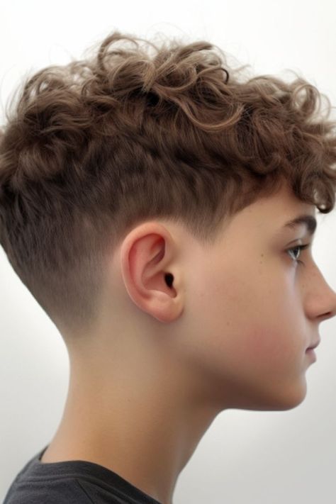 Hair Cuts For Boys Curly, Wavy Boys Hairstyle, Fades With Curly Hair, Teen Boy Wavy Haircut, Permed Boys Hair, Boys Long Hair On Top Short On Sides, Boy Cut Curly Hair, Boys Hair Permed On Top, Hair Cuts For Boys With Long Curly Hair