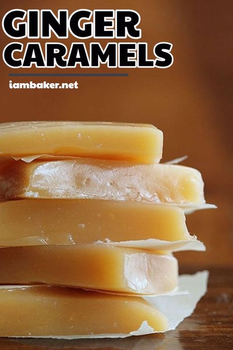 Looking for easy caramel candy recipes? Try this ginger caramels. It's a simple caramel recipe for ginger lovers! Make this easy candy recipe this fall season! #candy #caramel I Am Baker, Candy Recipes Homemade, Caramel Candy, Ginger Recipes, Caramel Recipes, Ginger Cookies, Homemade Candies, Chocolate Caramel, Candy Recipes