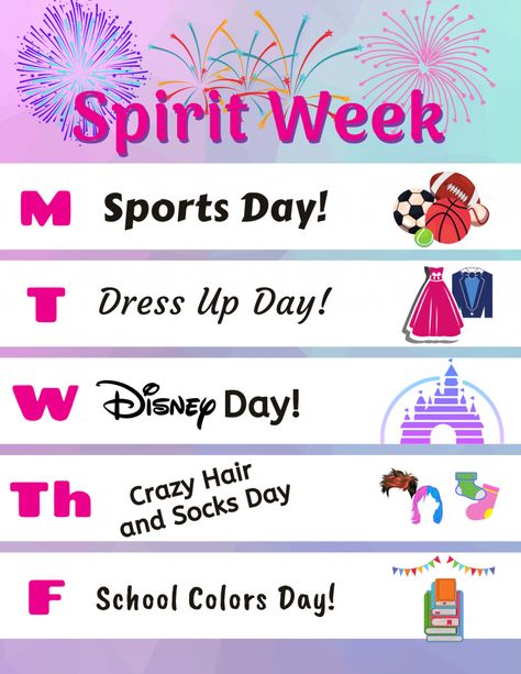 Spirit Week Ideas | My Home Based Life Sports Spirit Week, Preschool Spirit Week, Spirit Week Ideas, Spirit Week Themes, Event Clothes, Spirit Day Ideas, School Spirit Week, School Spirit Days, Here Comes Santa Claus