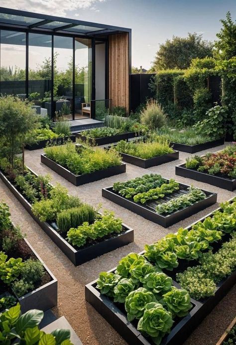 Gardening Planters Ideas, Small Yard Gardening, Small Landscaping Ideas, Modern Home Garden, Planter Garden, Garden Decor Ideas, Home Vegetable Garden, Twinkling Lights, The Secret Garden