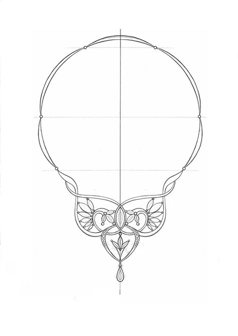 Necklace "Brightness" on Behance Necklace Technical Drawing, Necklace Designs Sketch, Necklace Template, Necklace Drawing, Jewelry Making Patterns, Jewelry Template, Jewelry Rendering, Art Jewelry Design, Jewellery Design Sketches