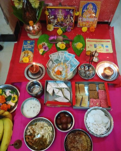 Diwali pooja #pooja #diwali #laxmipooja Laxmi Pujan Diwali Decoration, Diwali Laxmi Pooja Decoration, Diwali Lights Decoration House, Laxmi Pujan, Maharashtrian Culture, Laxmi Pooja, Desi Things, 90s Bollywood Fashion, Rudra Shiva