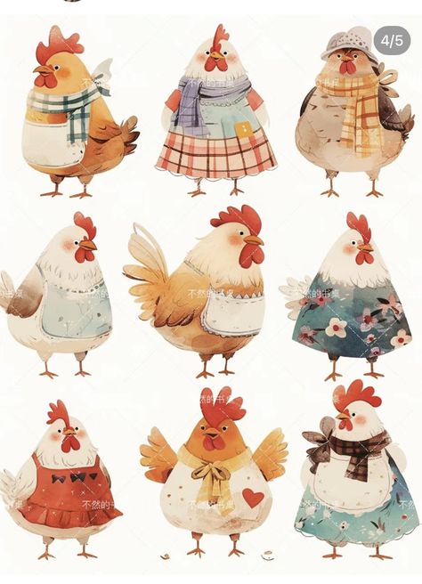 Watercolor Chicken, Chicken Drawing, Illustration Art Kids, Storybook Art, Animals Farm, Chicken Art, Sticker Ideas, Journal Scrapbook, Art Drawings For Kids