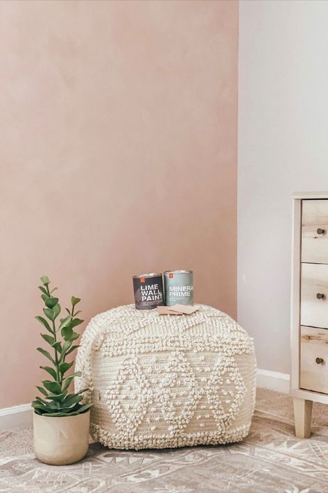 This beautiful nursery features a tone on tone application of JH Lime Wall Paint 65 + 9174. This client layered a blush with a soft pink to get a plaster aesthetic. JH Lime Wall Paint is perfect for a nursery - zero VOC, eco friendly, natural and organic. The feeling is fresh and the look is styled and designed! Coffee Table Arrangment, Pink Bedroom Accessories, Hype Beast Bedroom, Lime Wall, Kitchen Feature Wall, Lime Wash Walls, Pink Painted Walls, Pink Accent Walls, Blush Pink Bedroom