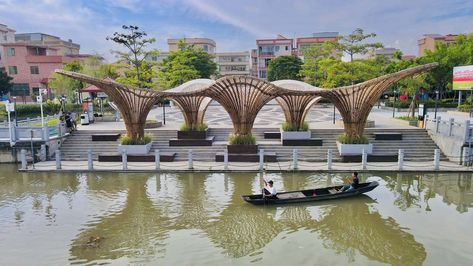 Bamboo Pavilion, China University, Waterfront Architecture, Terminal Bus, Pavilion Architecture, Bamboo Architecture, Ancient Village, Parametric Architecture, School Of Architecture