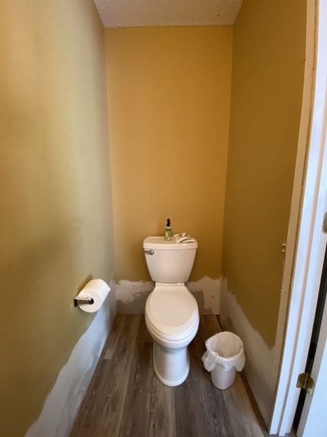 California Casual Powder Room Reveal Half Bath Remodel On A Budget, Small Half Bath Remodel, Small Powder Room Design, Budget Powder Room, Small Powder Bathroom Ideas, Half Bathroom Decor Ideas, Bathroom Budget Diy, Half Bath Design, Small Half Bathrooms