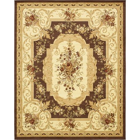 Traditional Versailles Brown 8 ft. x 10 ft. Area Rug Red And Gold Living Room, Victorian Area Rugs, Aubusson Rugs, Synthetic Rugs, Persian Style Rug, Persian Style, Unique Loom, Floral Area Rugs, Red Area Rug