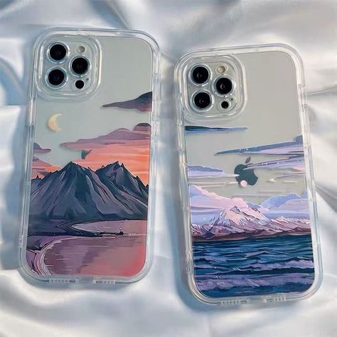 Carcase Iphone, Vr Accessories, Phone Case Diy Paint, Diy Phone Case Design, Transparent Iphone, Pretty Phone Cases, Mountain Sunset, Cartoon Quotes, Mobile Covers