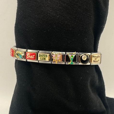 Nomination Bracelet Aesthetic, Nomination Bracelet, Italian Bracelet, Italian Charms, Mood Jewelry, Dream Bracelet, Jewelry Fashion Trends, Jewelry Lookbook, Jewelry Outfit